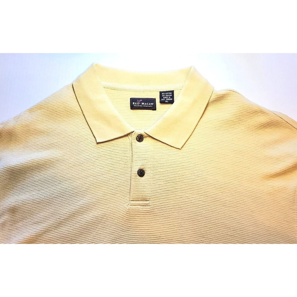Red Macaw Men's XL Beige Pull Over Long Sleeve Button Up Neck Dress Shirt